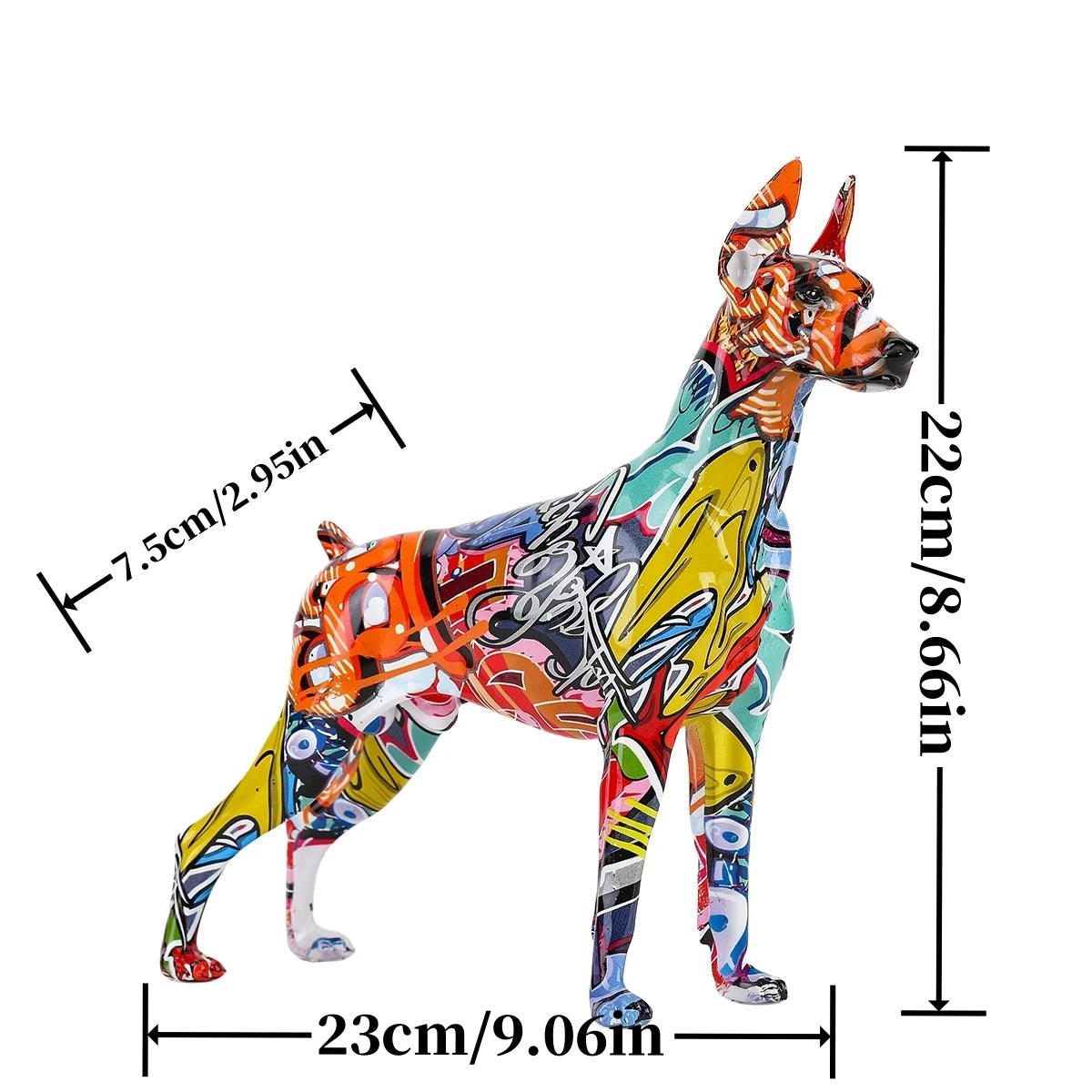 ArtZ® Standing Doberman Pinscher Graffiti Painted Sculpture – ArtZMiami