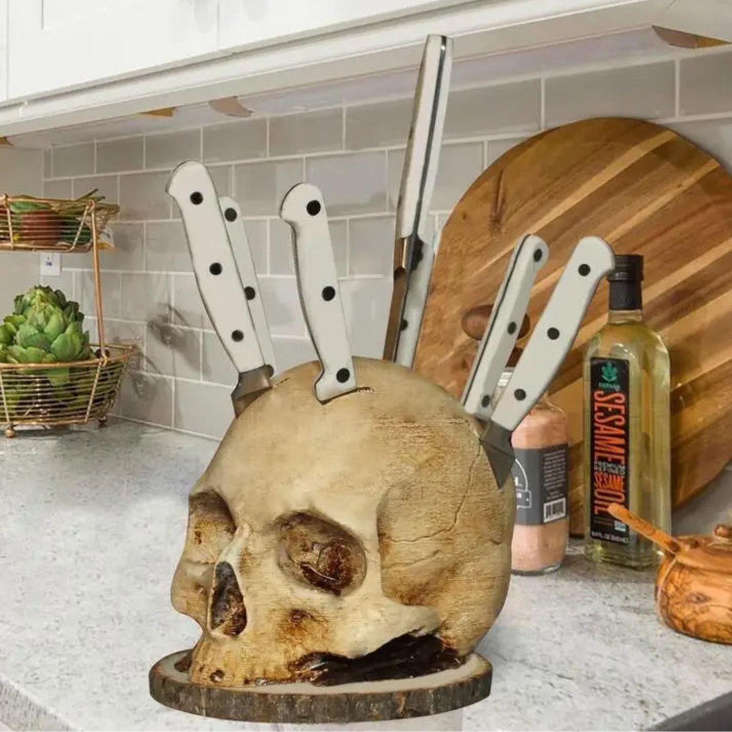 ArtZ® Very Scary Skull Knife Holder