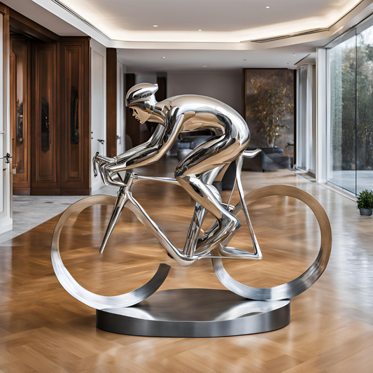 ArtZ® Stainless Steel Cyclist Sculpture