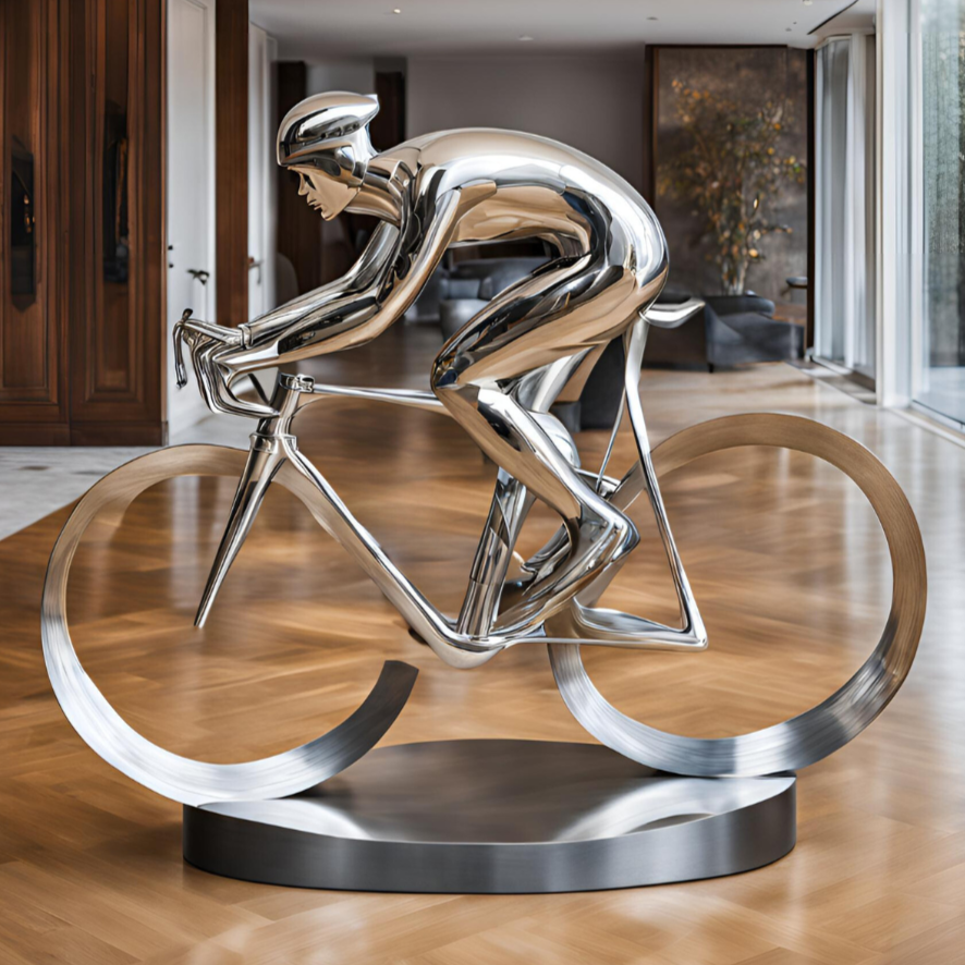 ArtZ® Stainless Steel Cyclist Sculpture