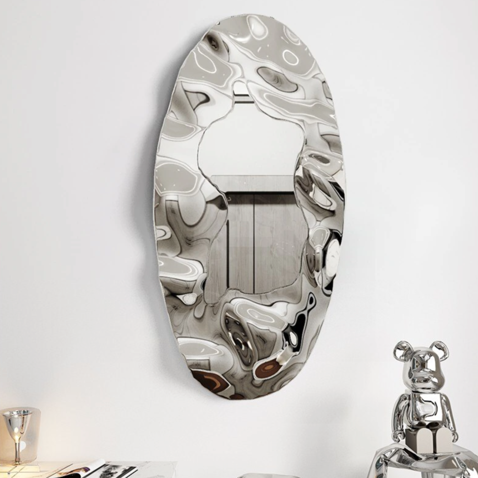 ArtZ® Stainless Steel Oval Mirror – ArtZMiami